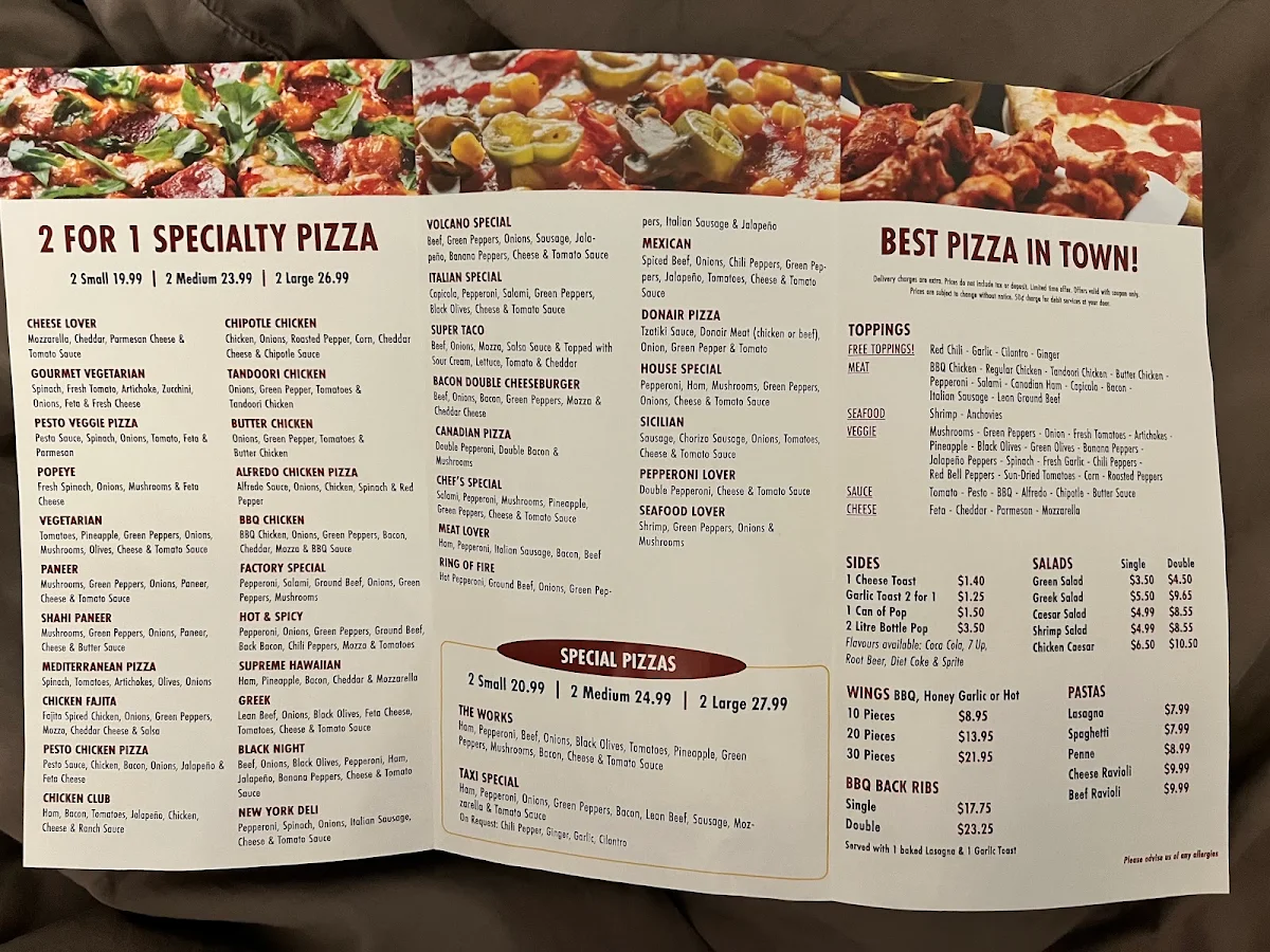 Menu, Pizza Factory Langley