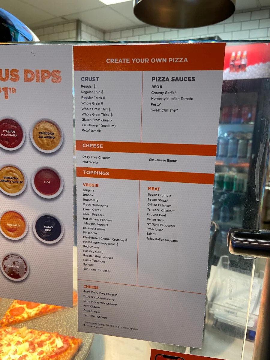 Menu, Pizza Pizza
