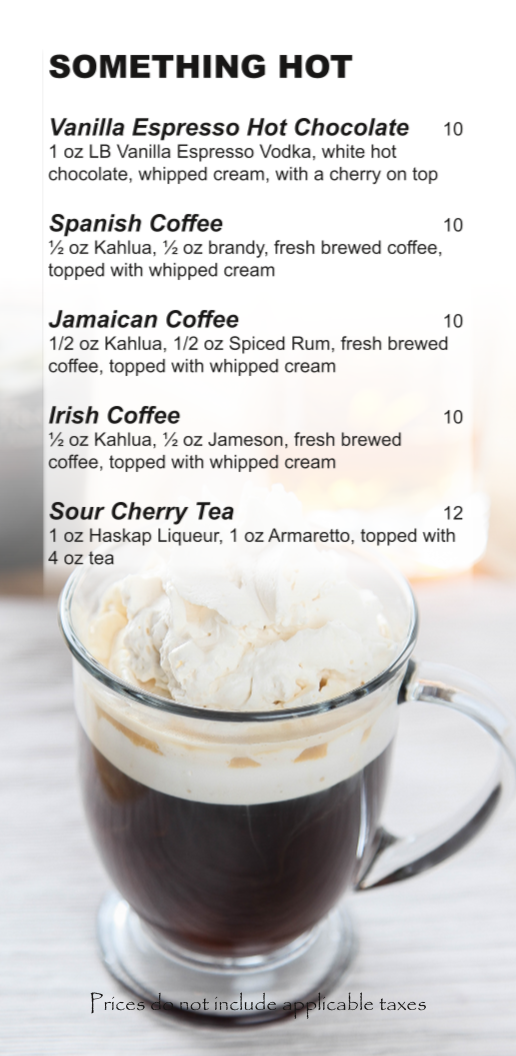 Menu, Water's Edge Restaurant and Lounge