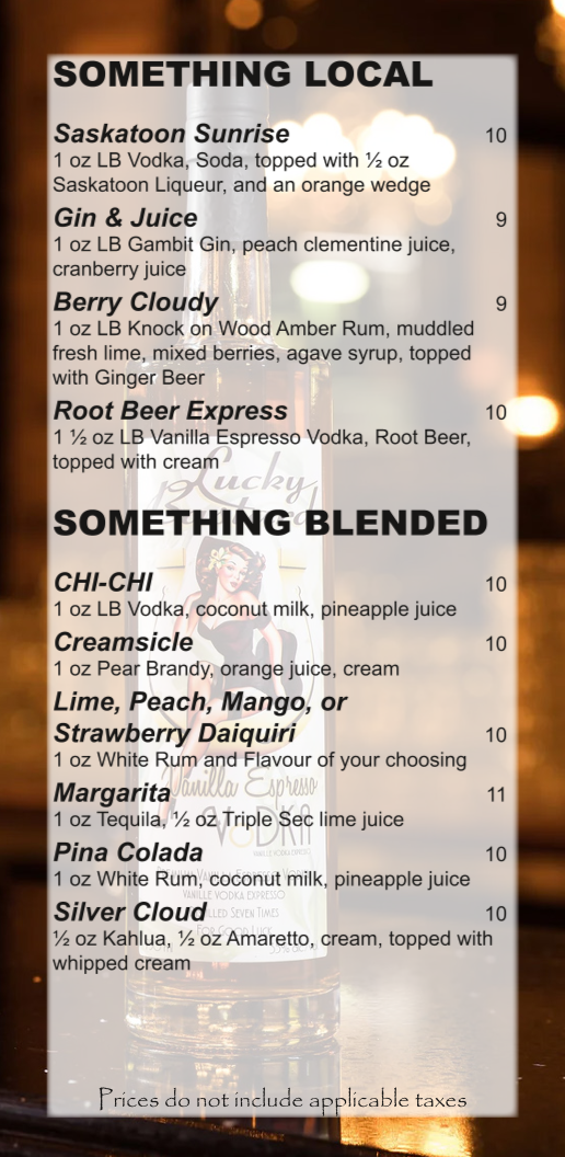 Menu, Water's Edge Restaurant and Lounge