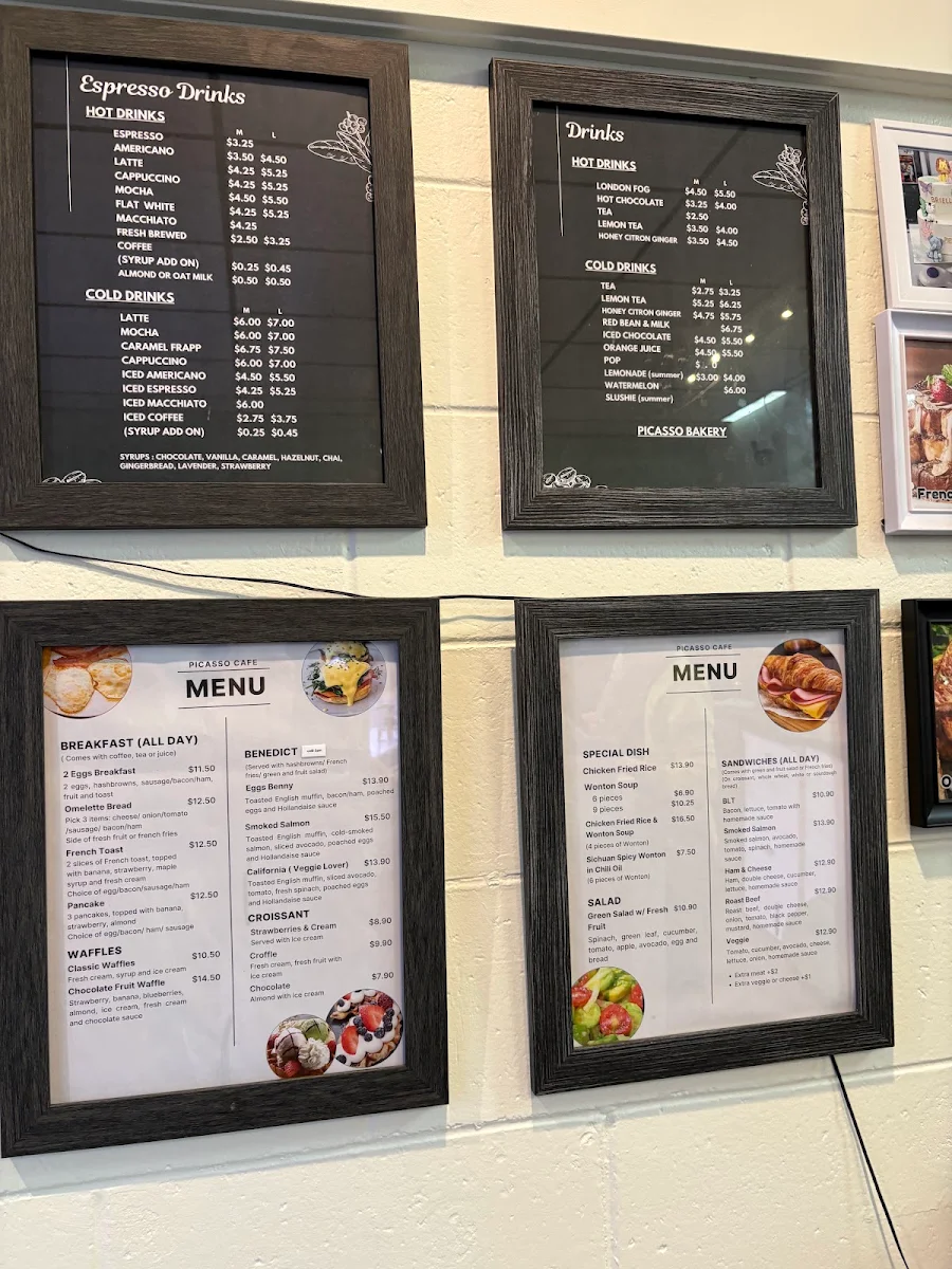 Menu, Picasso Bakery