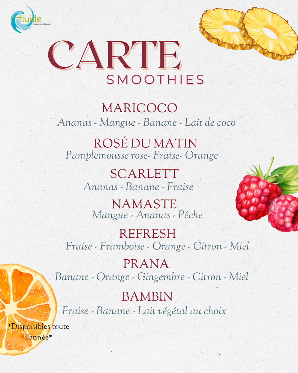 Menu, Fluide Bar à Jus