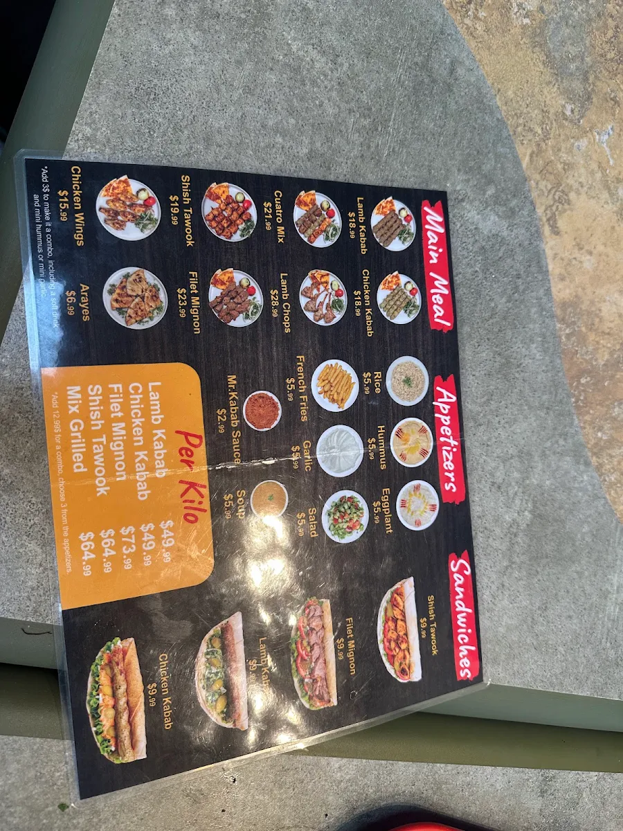 Menu, Mr.Kabab
