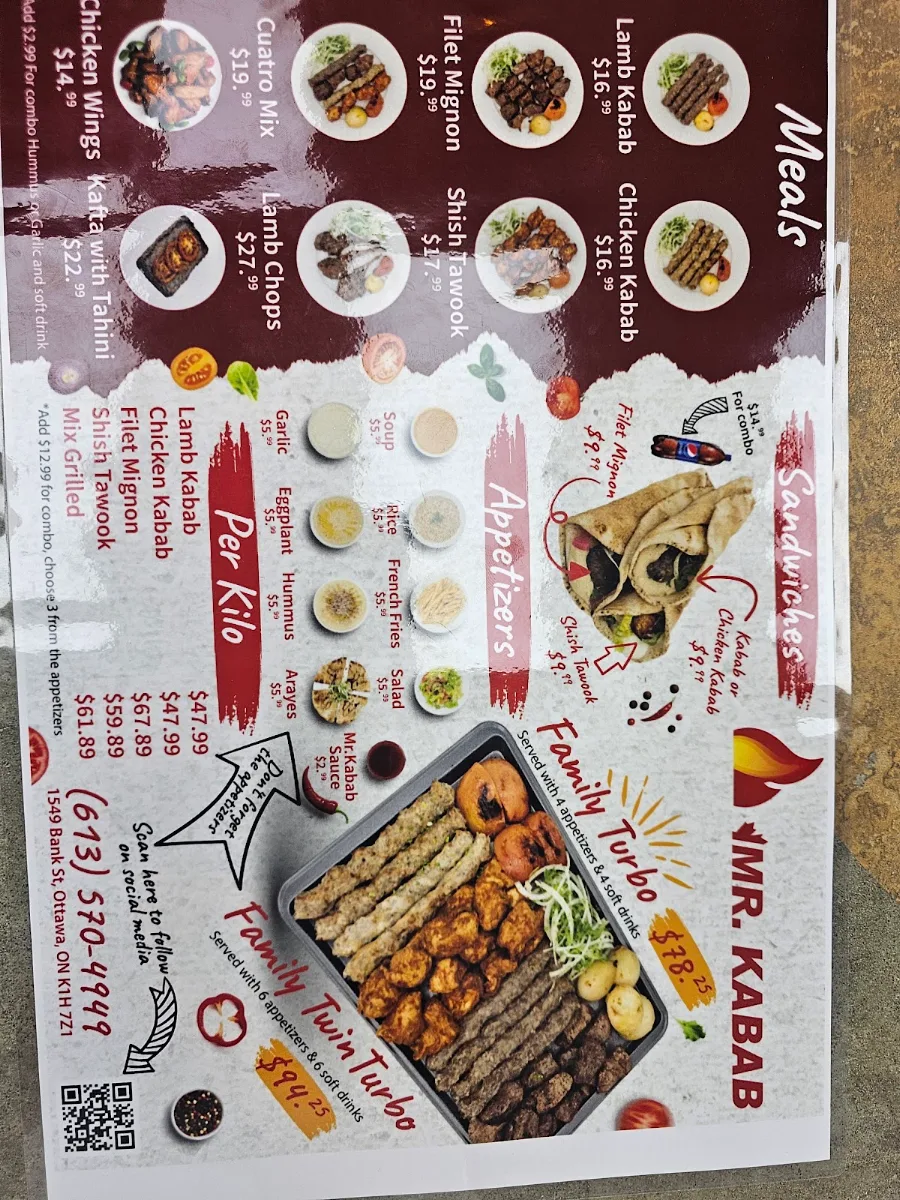 Menu, Mr.Kabab