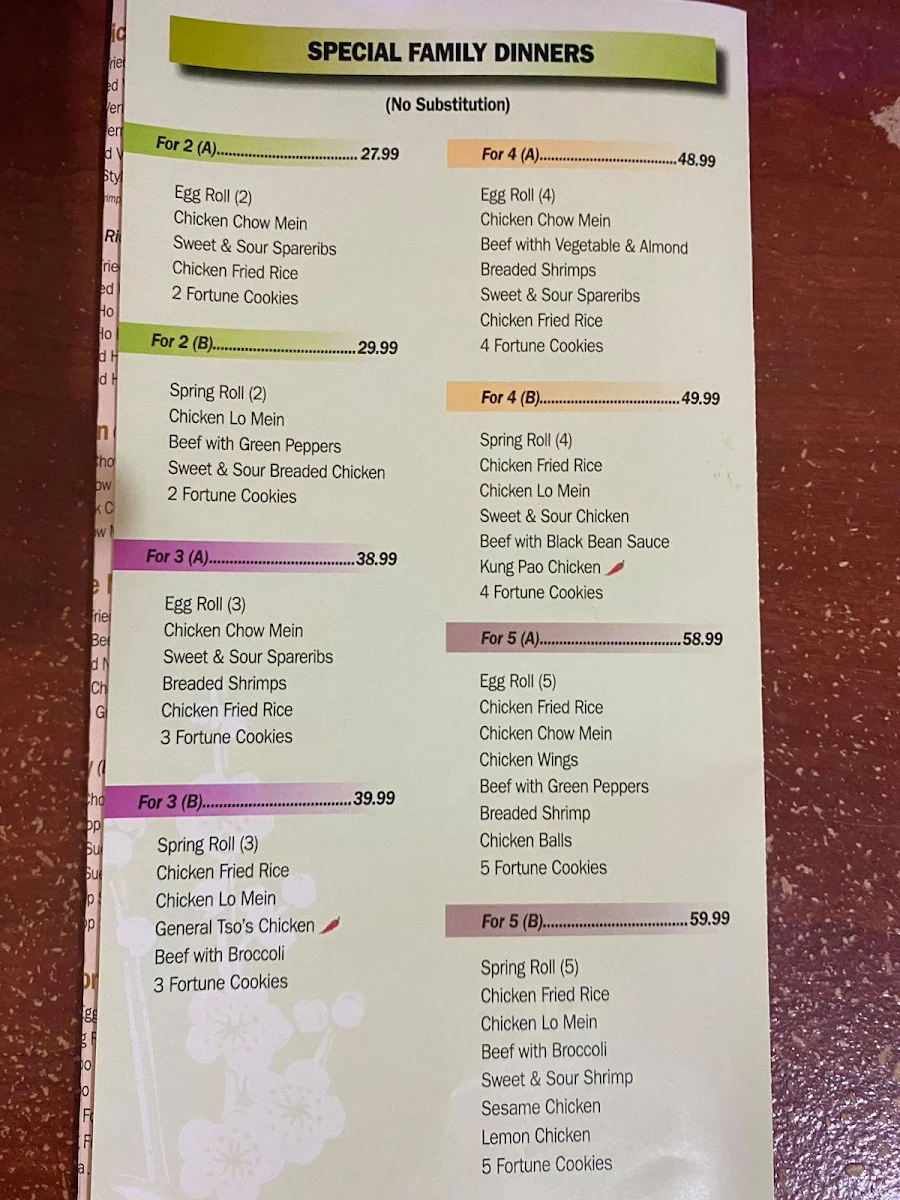 Menu, Star Rose Garden Restaurant