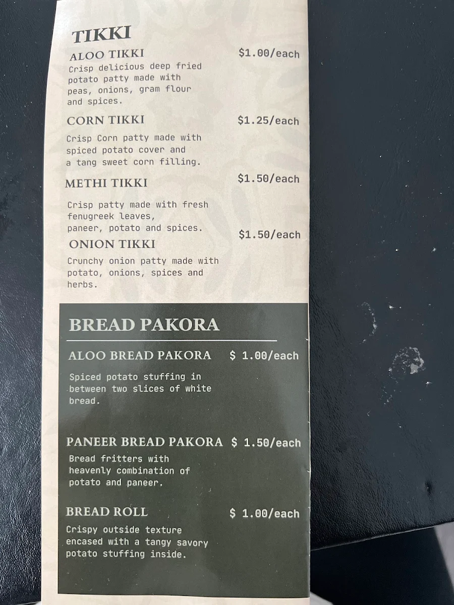 Menu, Parkash Sweets - The Hills at Charlesworth