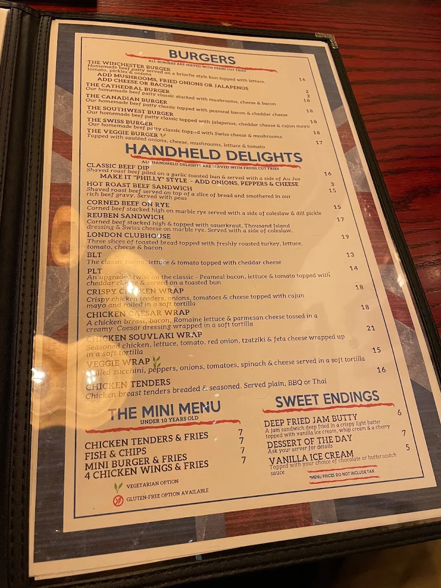 Menu, Winchester Arms