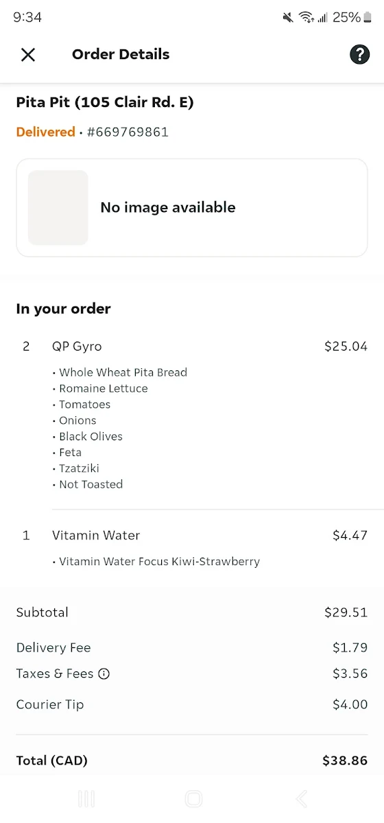 Menu, Pita Pit