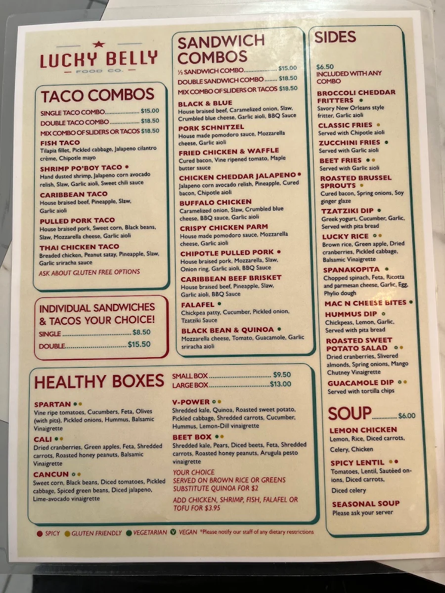 Menu, Lucky Belly