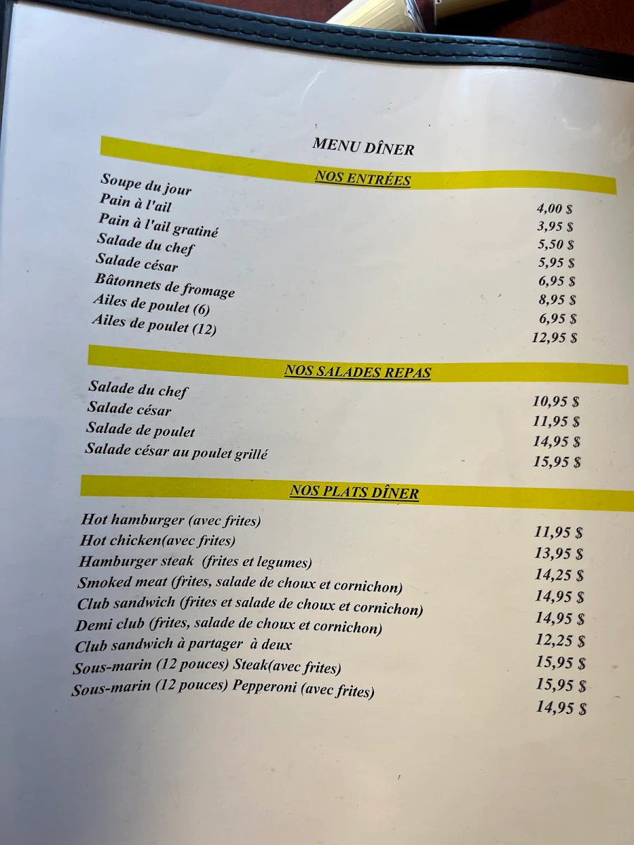 Menu, Resto Chez Mel