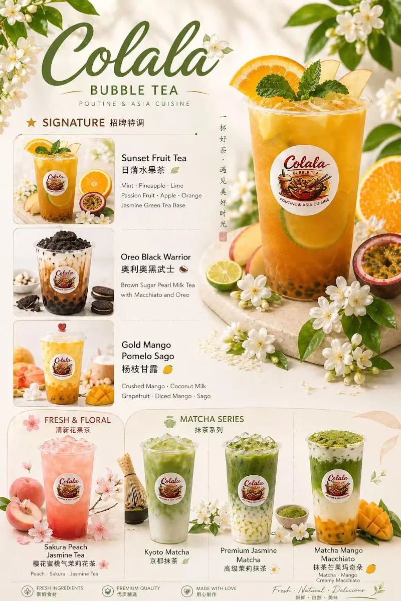 Menu, Colala Poutine & Bar & Asian cuisine