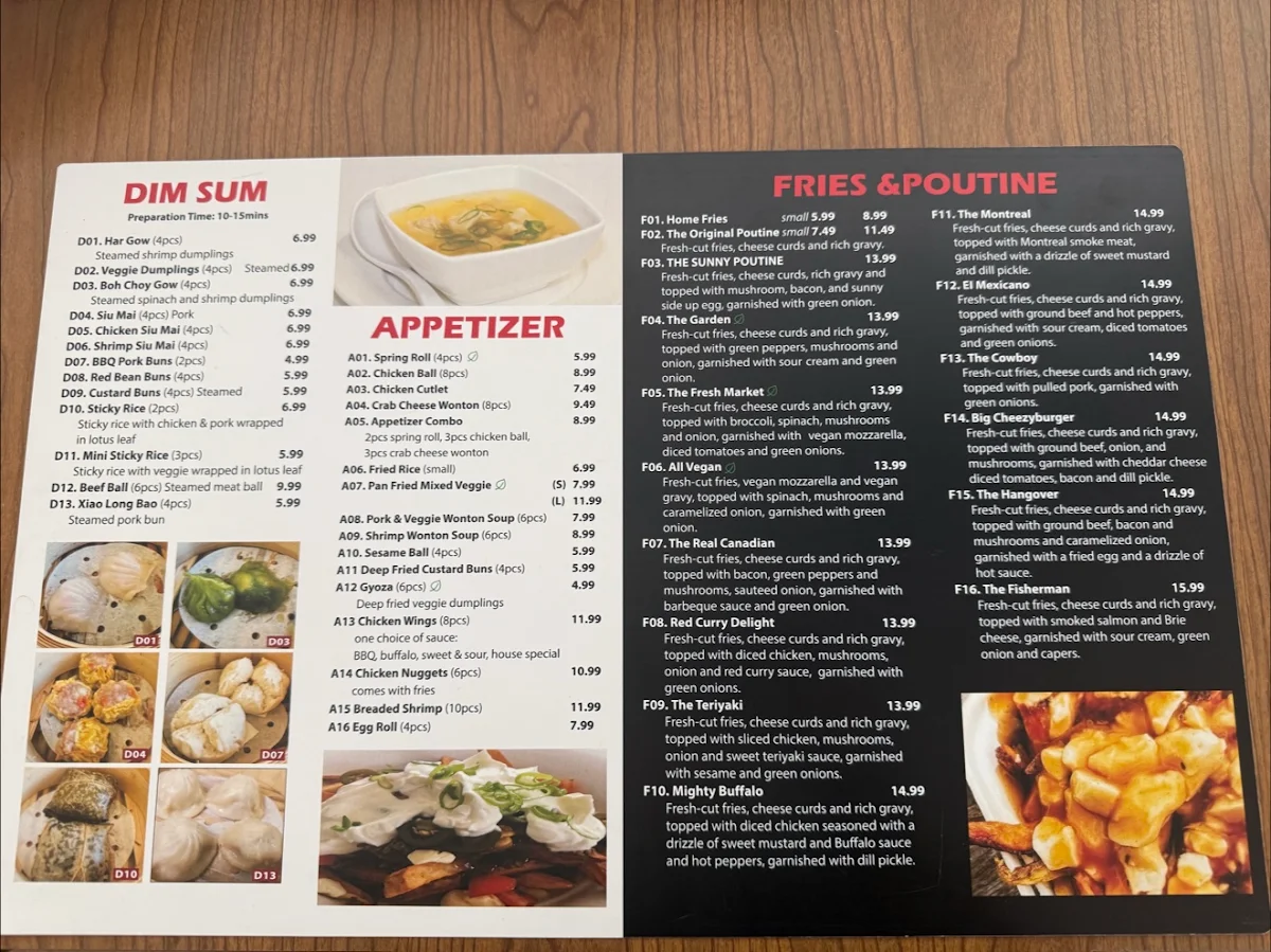 Menu, Colala Poutine & Bar & Asian cuisine