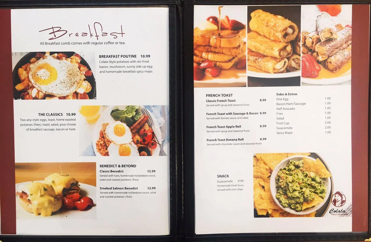 Menu, Colala Poutine & Bar & Asian cuisine