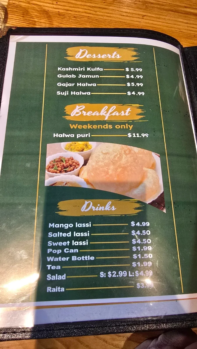 Menu, Kashmir Grill