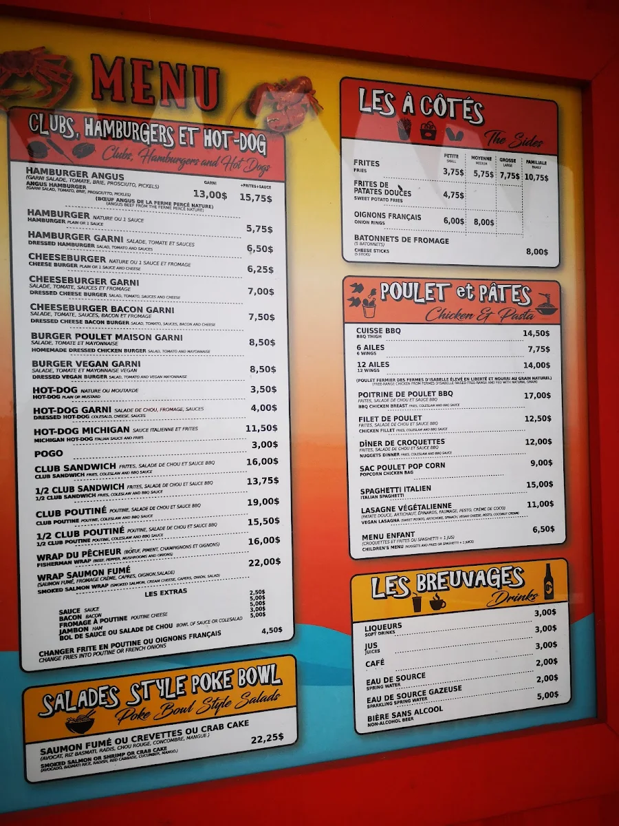 Menu, Cantine du Pêcheur