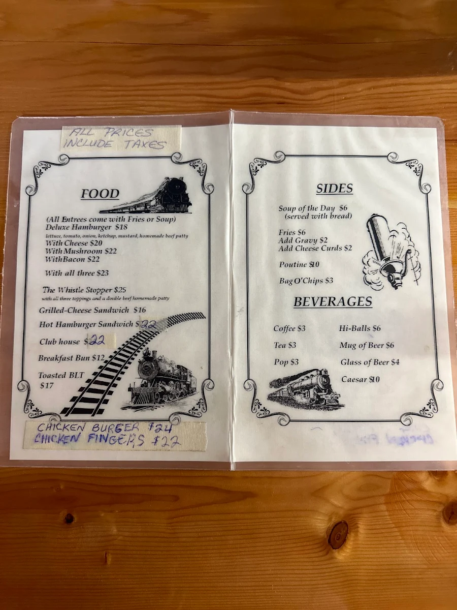Menu, Whistle Stop