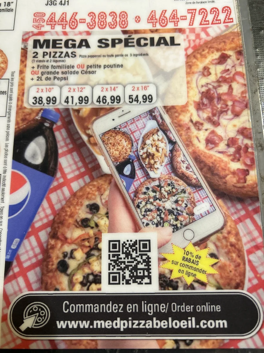 Menu, Med Pizza Beloeil