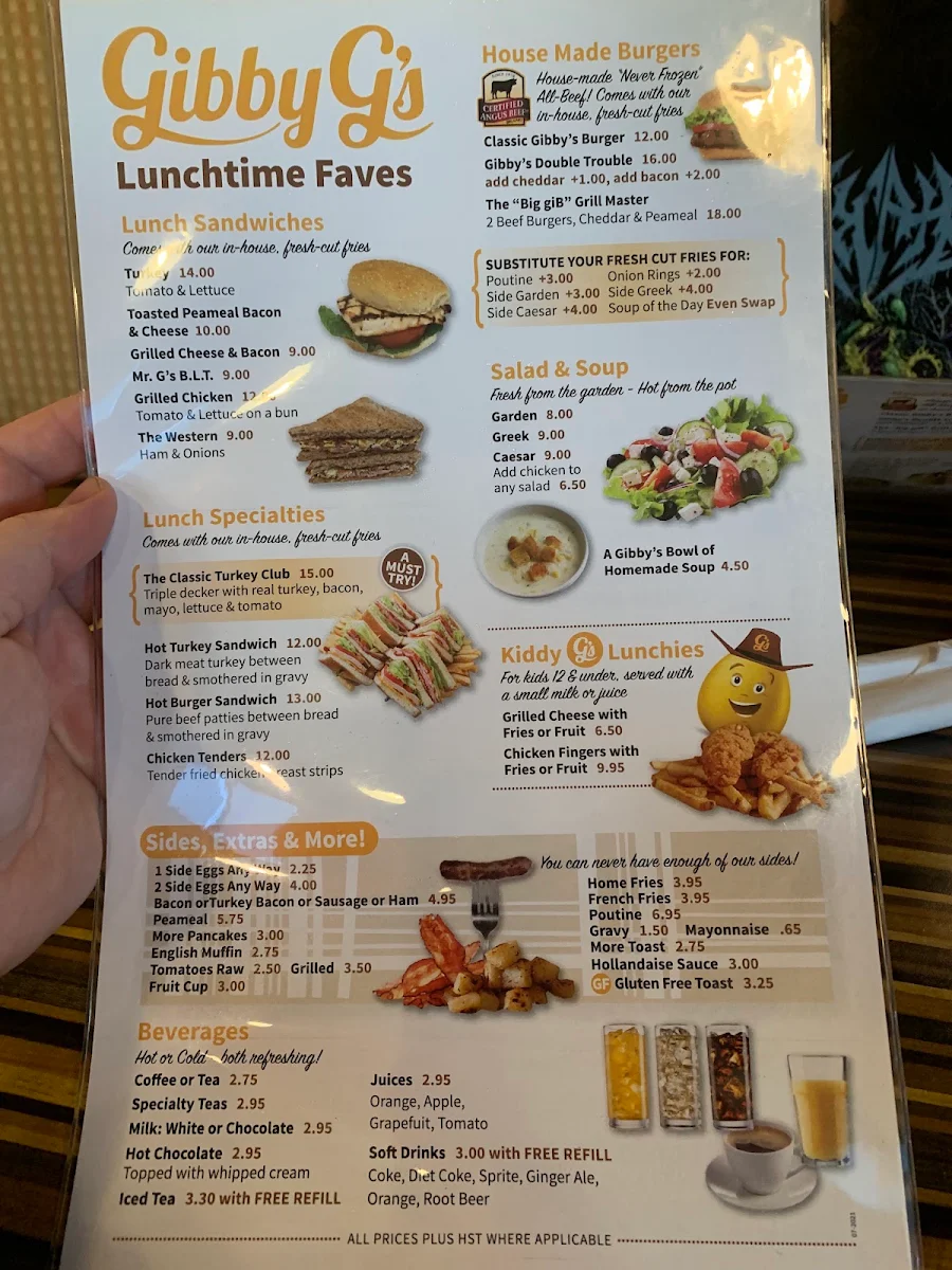 Menu, Gibby G's