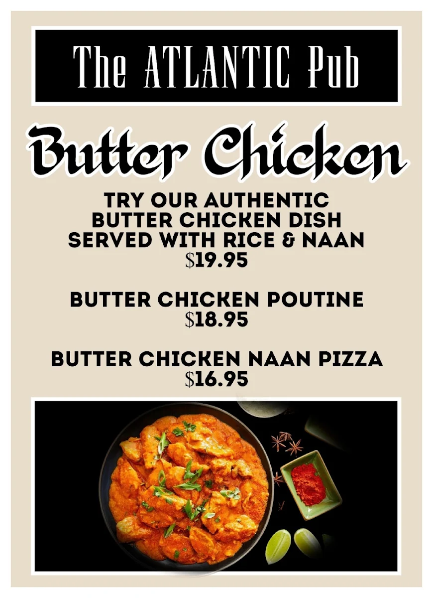 Menu, Atlantic Pub & Stay