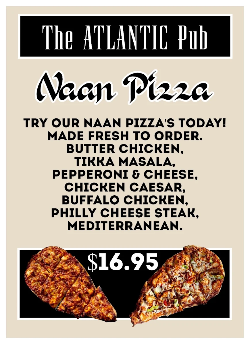 Menu, Atlantic Pub & Stay