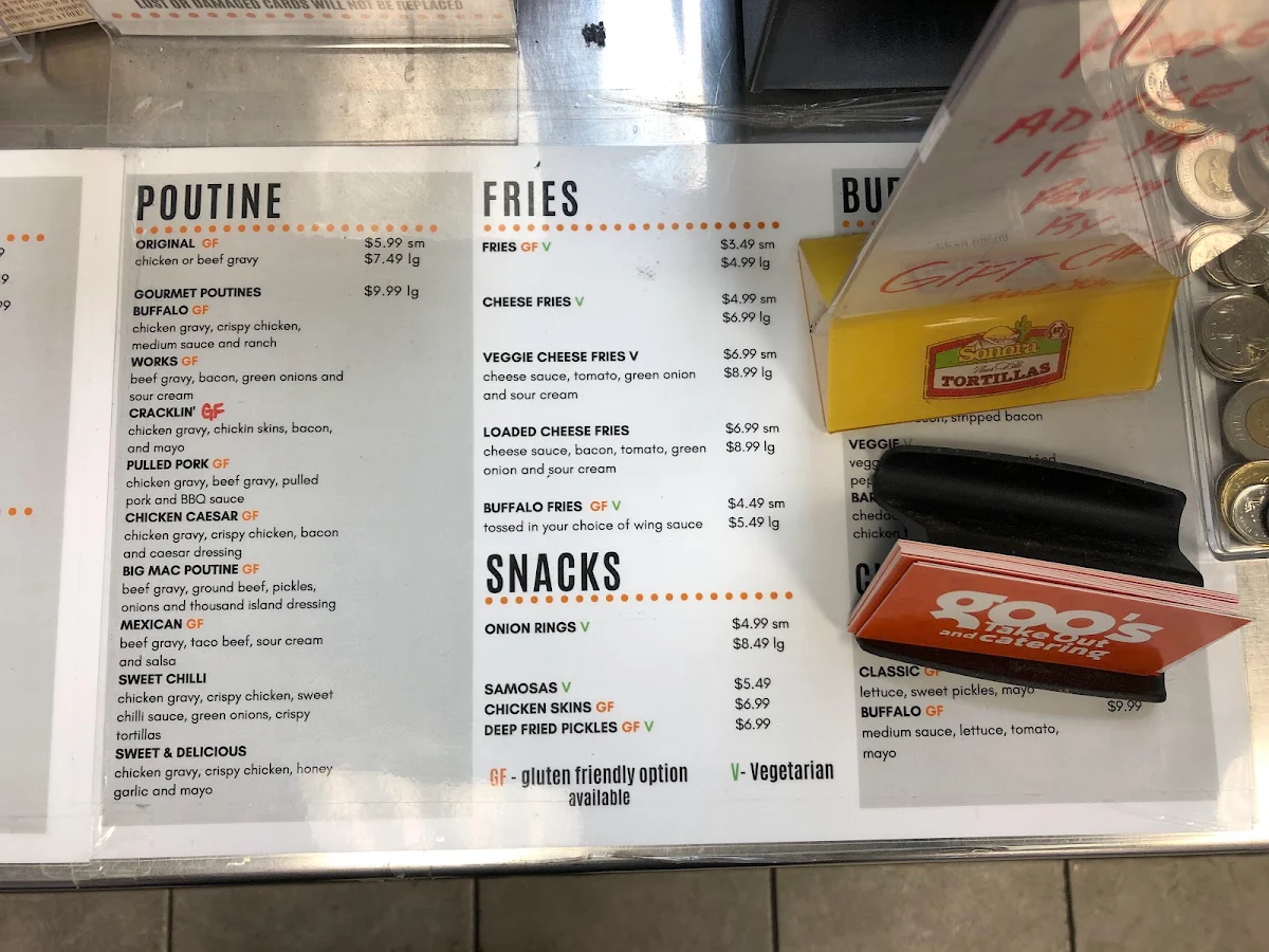 Menu, Goo's Take-Out & Catering