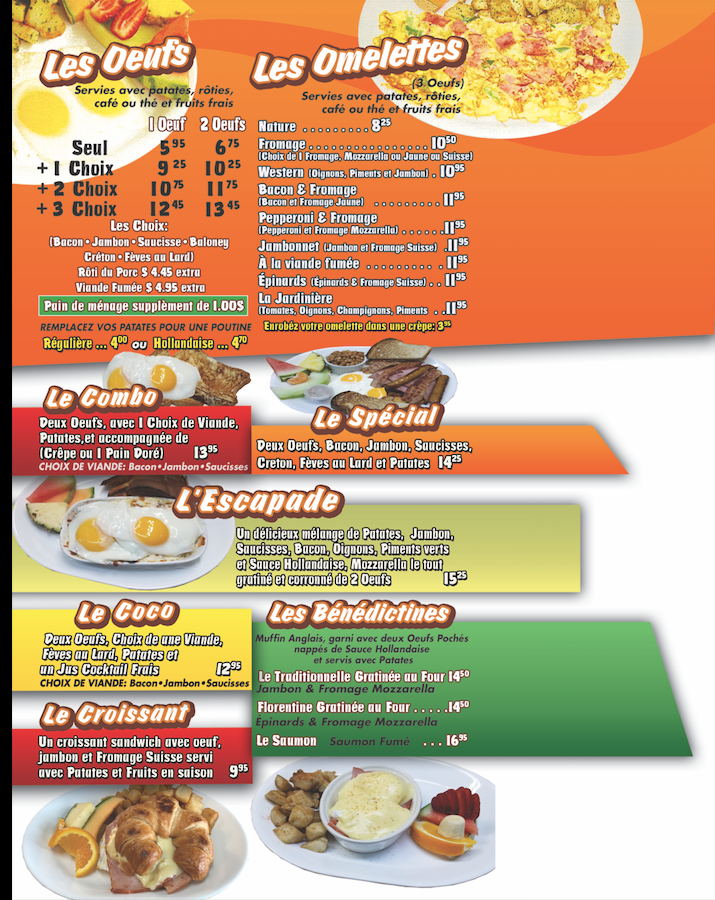 Menu, Resto Lachute