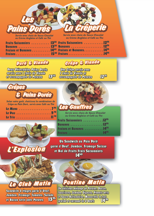 Menu, Resto Lachute