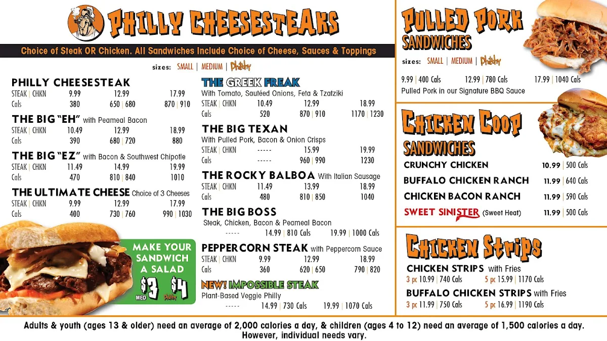 Menu, Philthy Philly's Hamilton