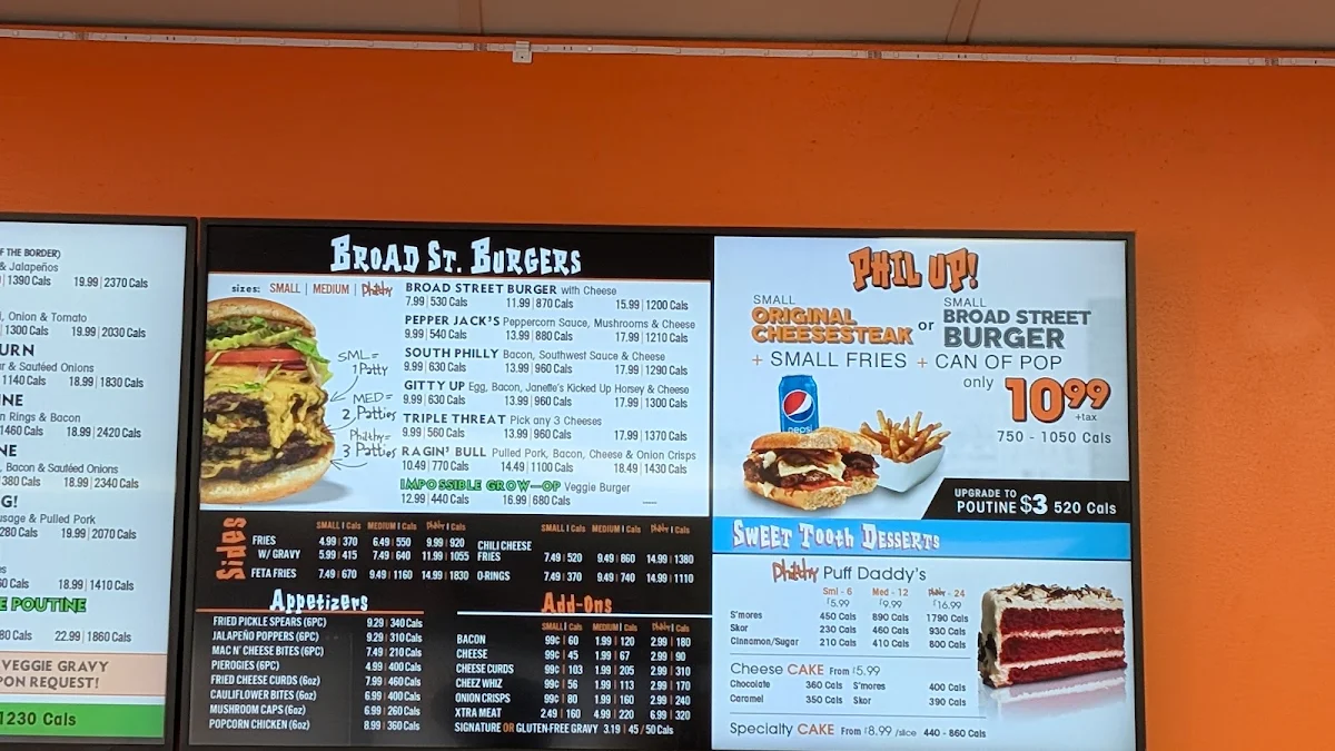 Menu, Philthy Philly's Hamilton