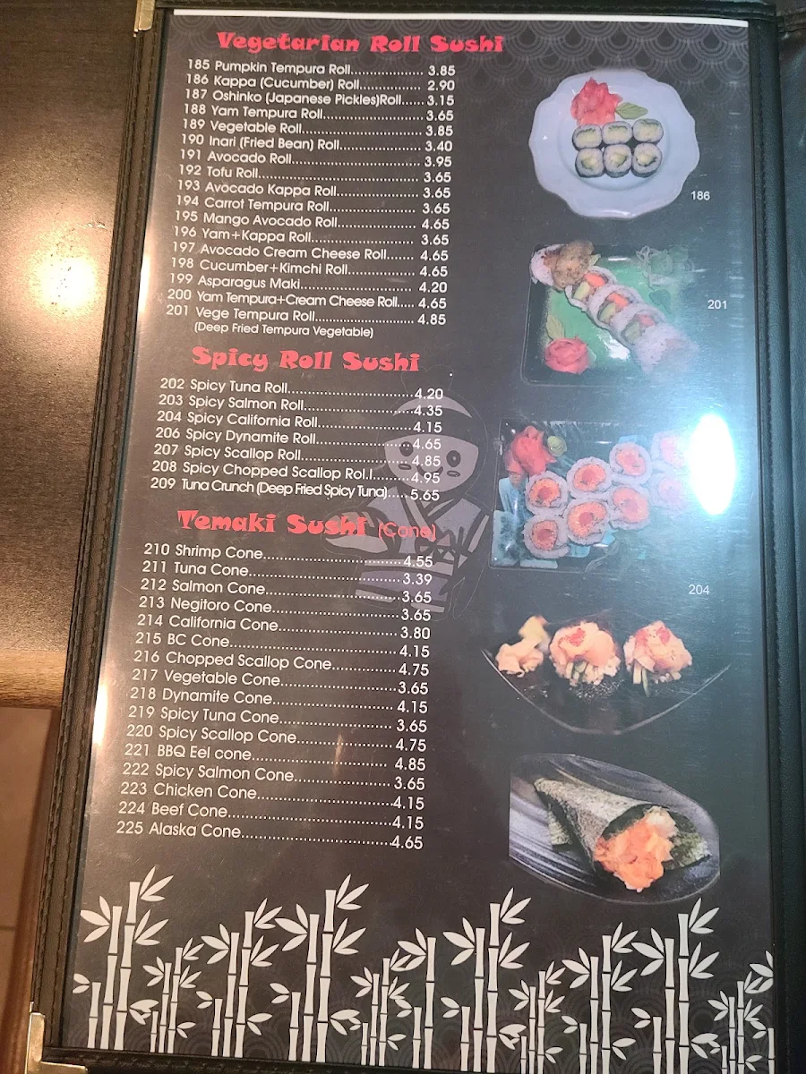 Menu, Commercial Sushi