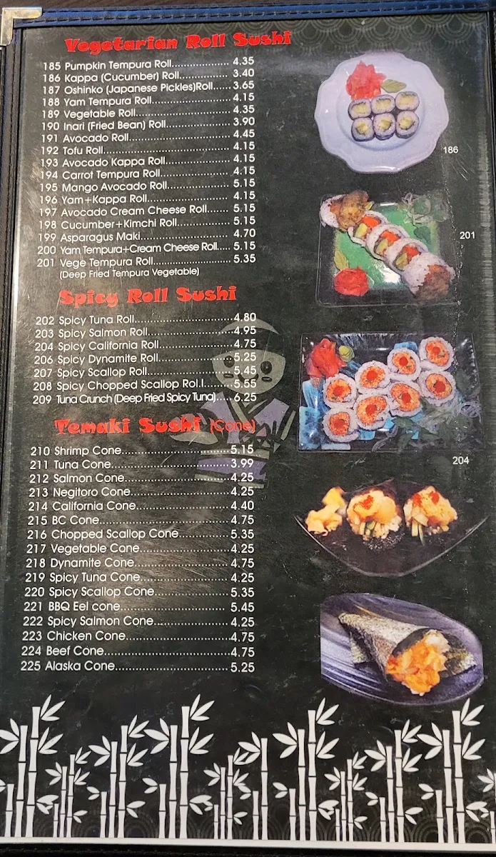 Menu, Commercial Sushi