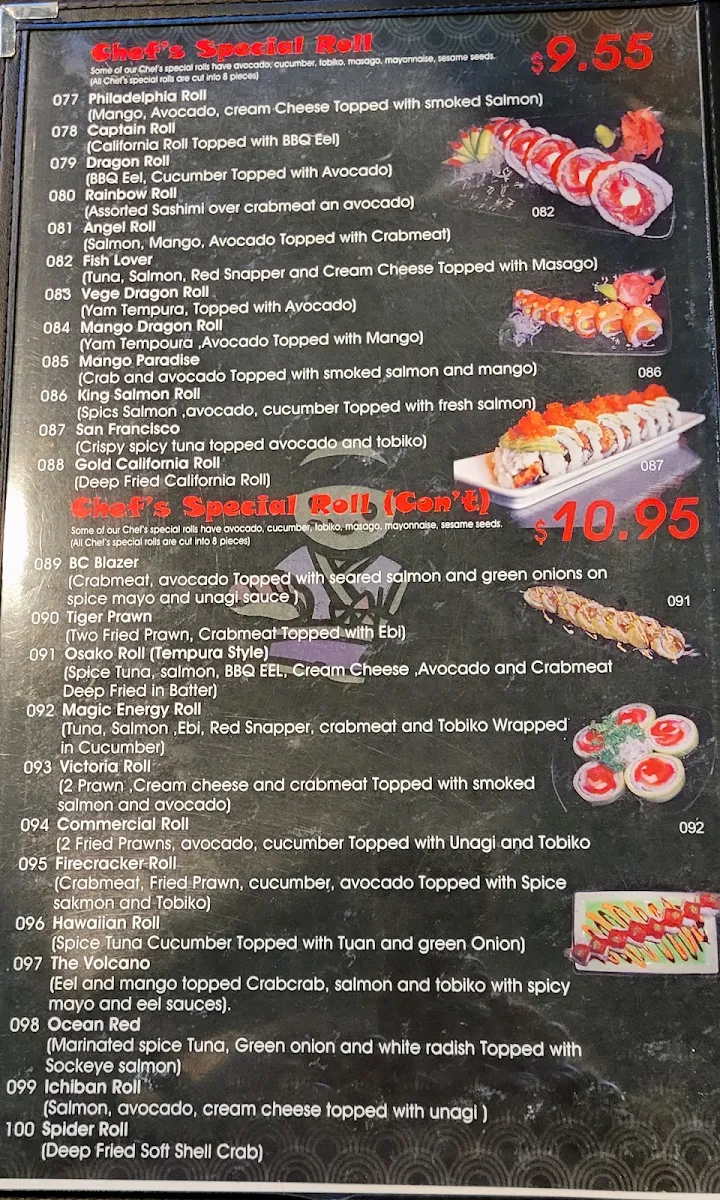 Menu, Commercial Sushi