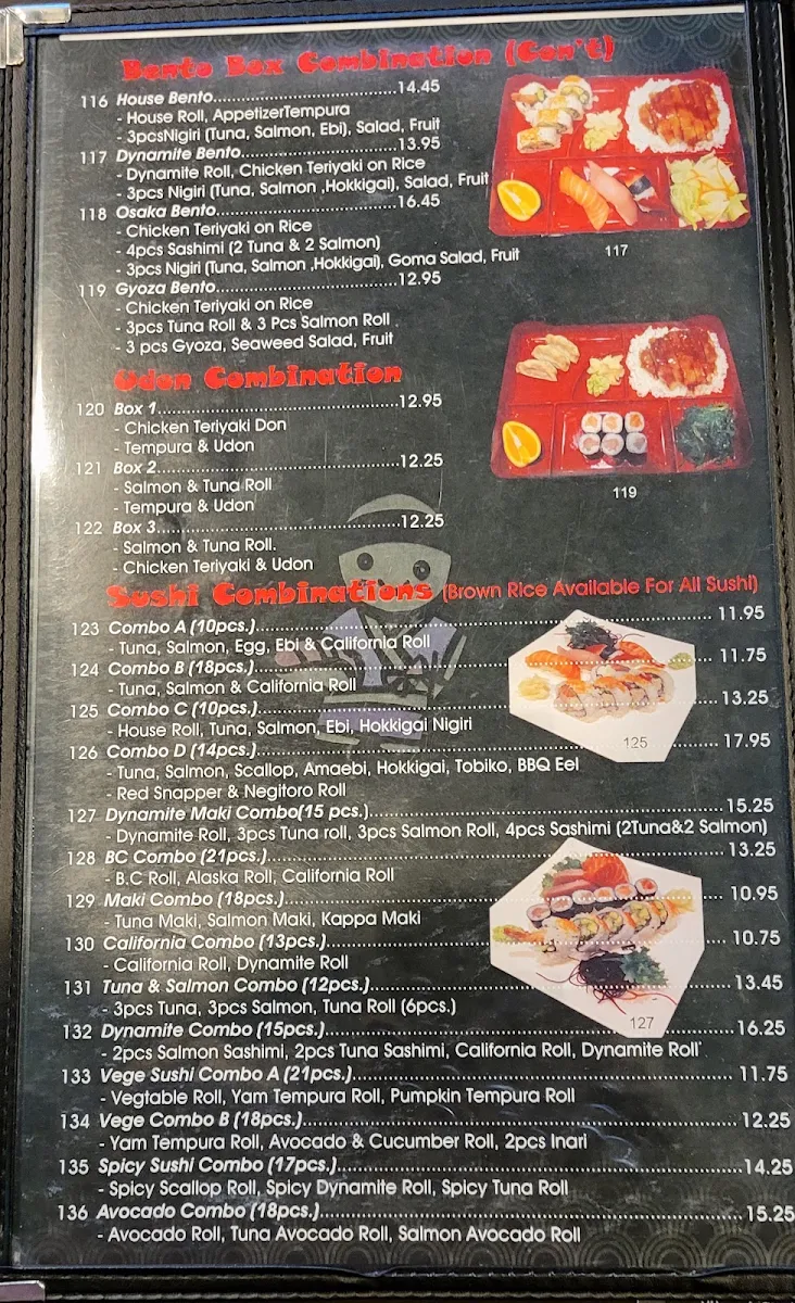 Menu, Commercial Sushi