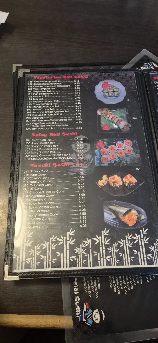 Menu, Commercial Sushi