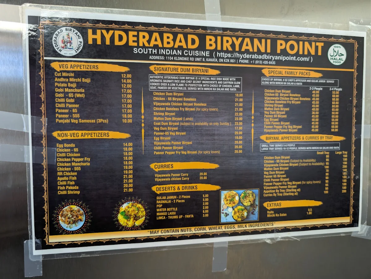 Menu, Hyderabad Biryani Point