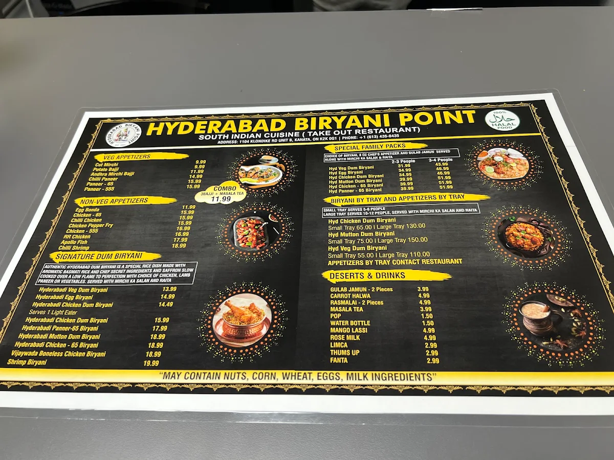 Menu, Hyderabad Biryani Point