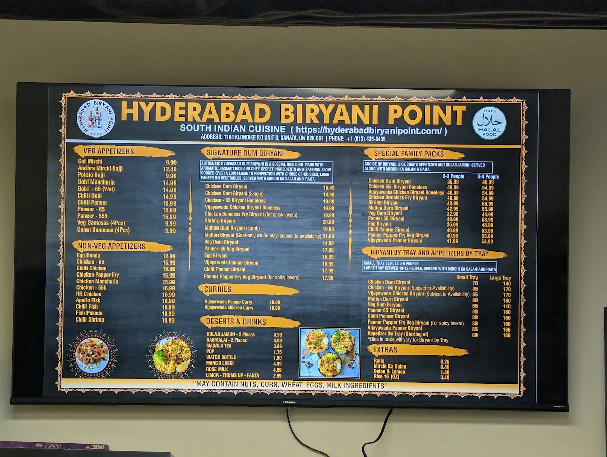 Menu, Hyderabad Biryani Point