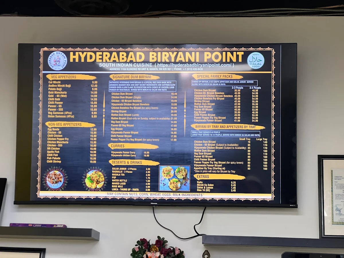 Menu, Hyderabad Biryani Point
