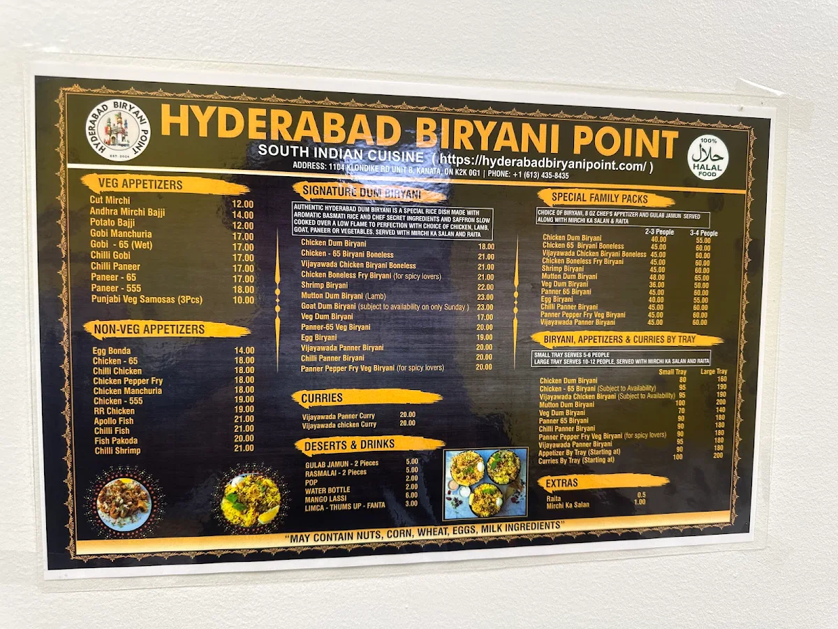 Menu, Hyderabad Biryani Point