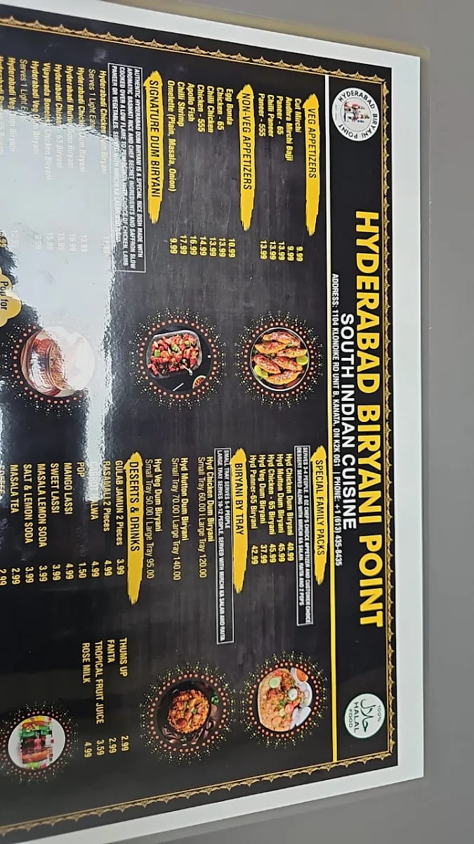 Menu, Hyderabad Biryani Point