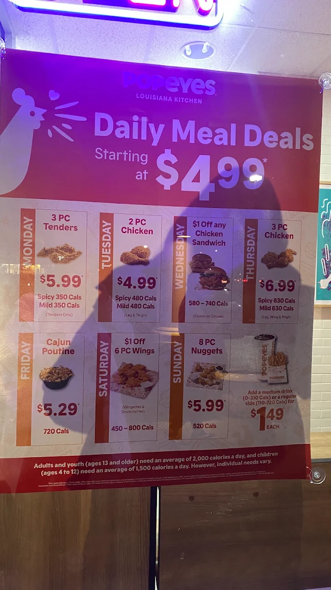 Menu, Popeyes Louisiana Kitchen