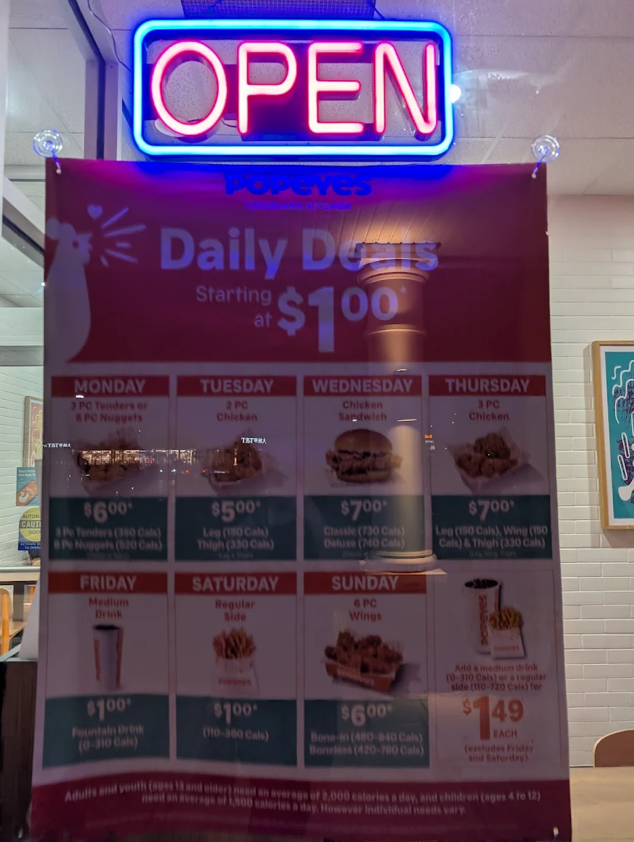 Menu, Popeyes Louisiana Kitchen