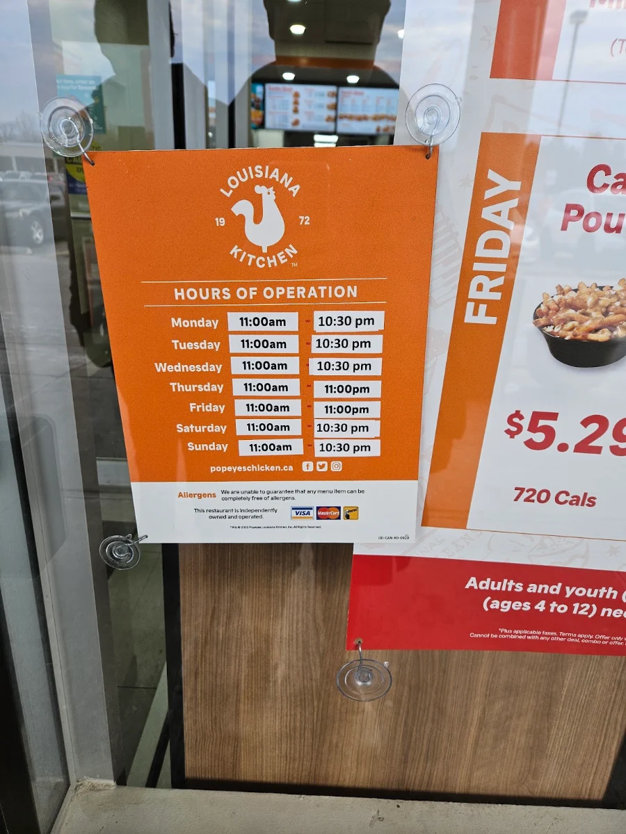 Menu, Popeyes Louisiana Kitchen
