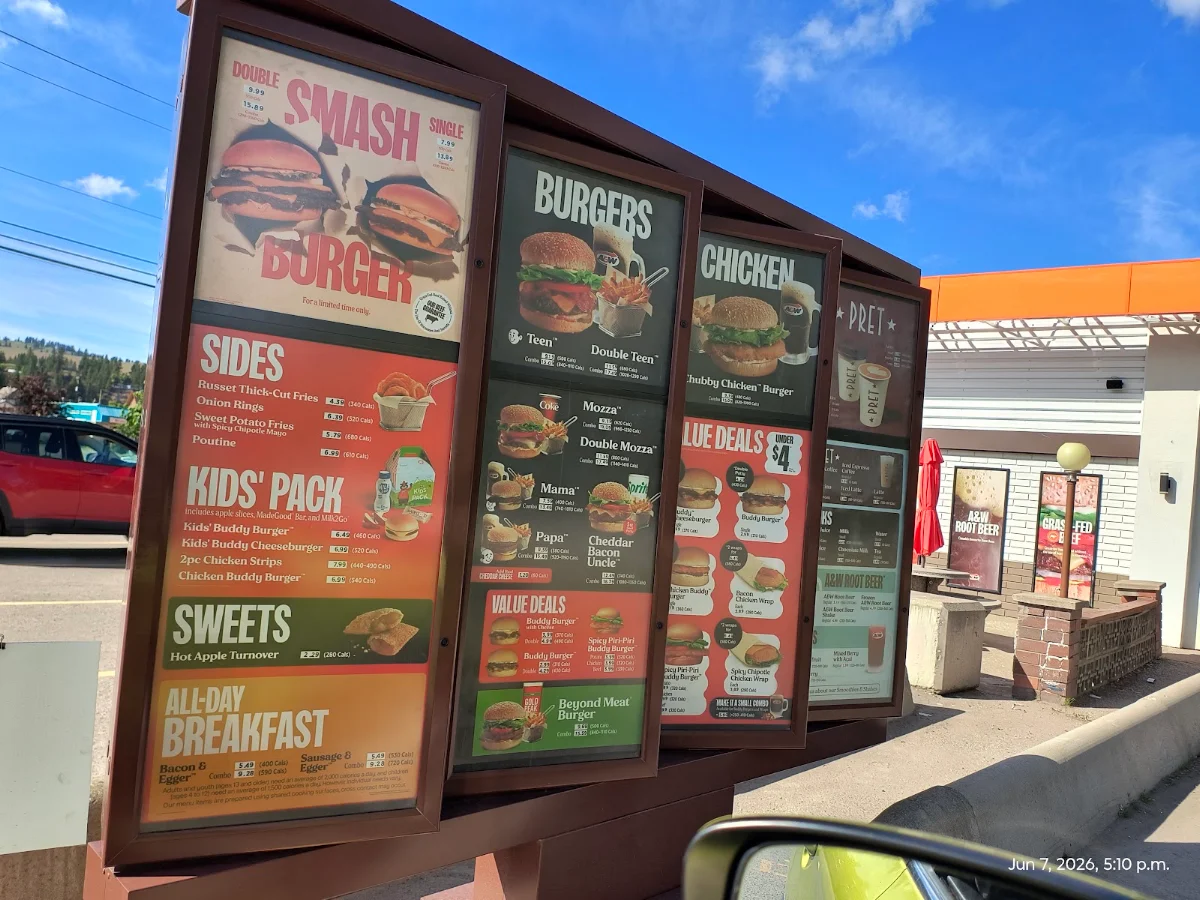Menu, A&W Canada