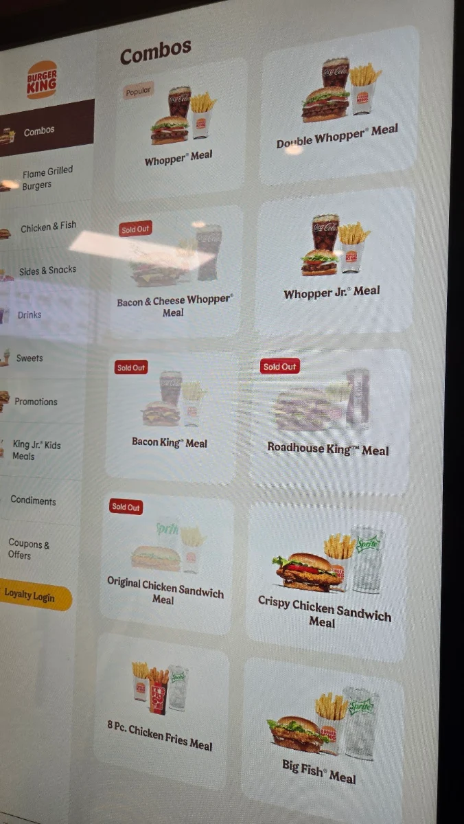 Menu, Burger King
