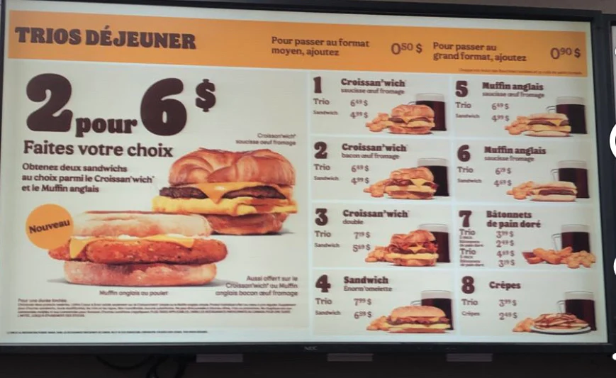 Menu, Burger King