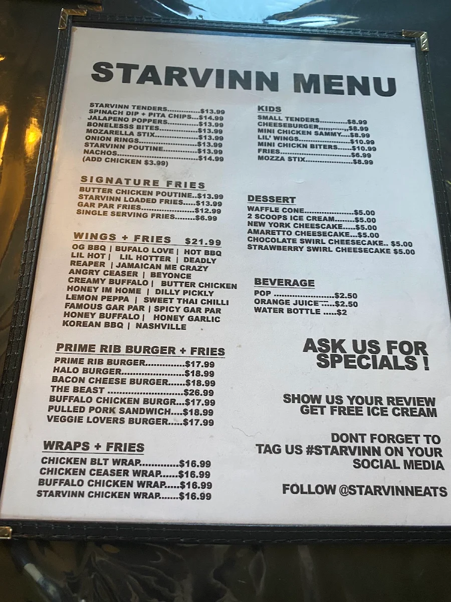 Menu, Tandoori Nation Indian Restaurant