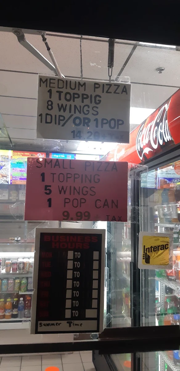 Menu, Pizza Land