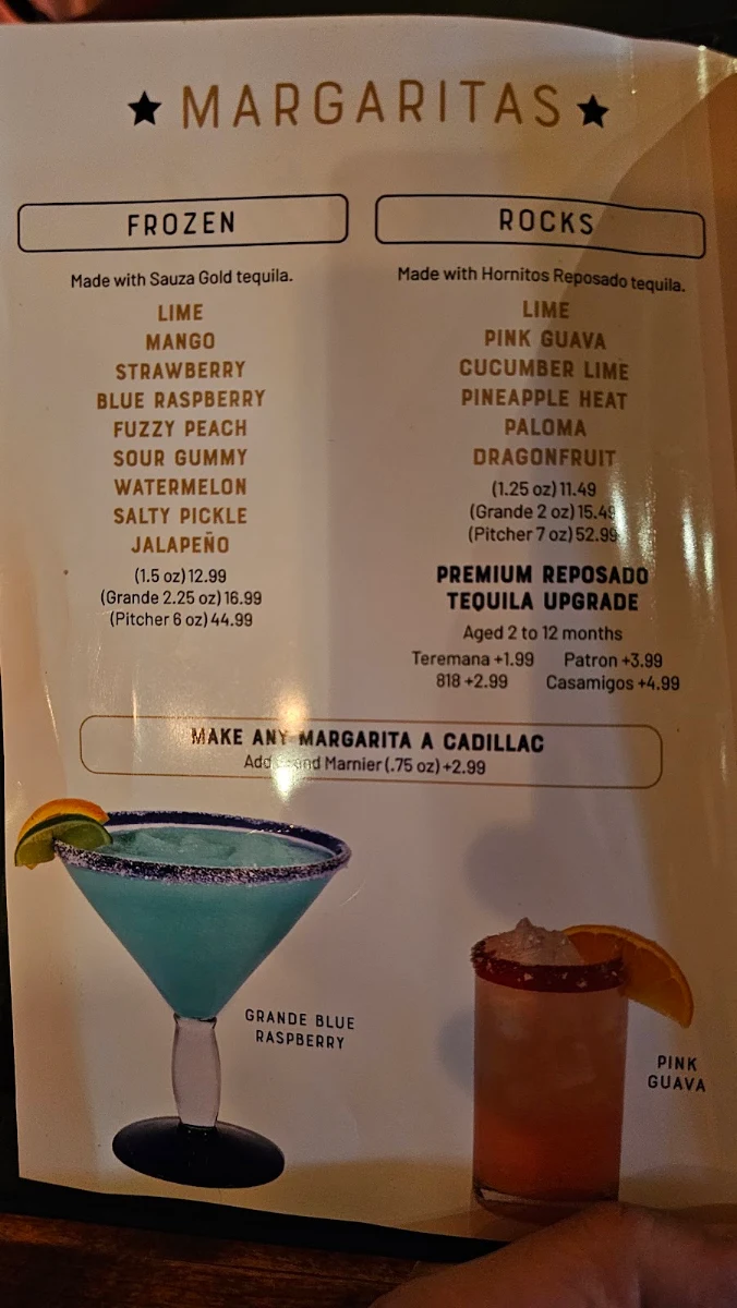 Menu, Lone Star Texas Grill