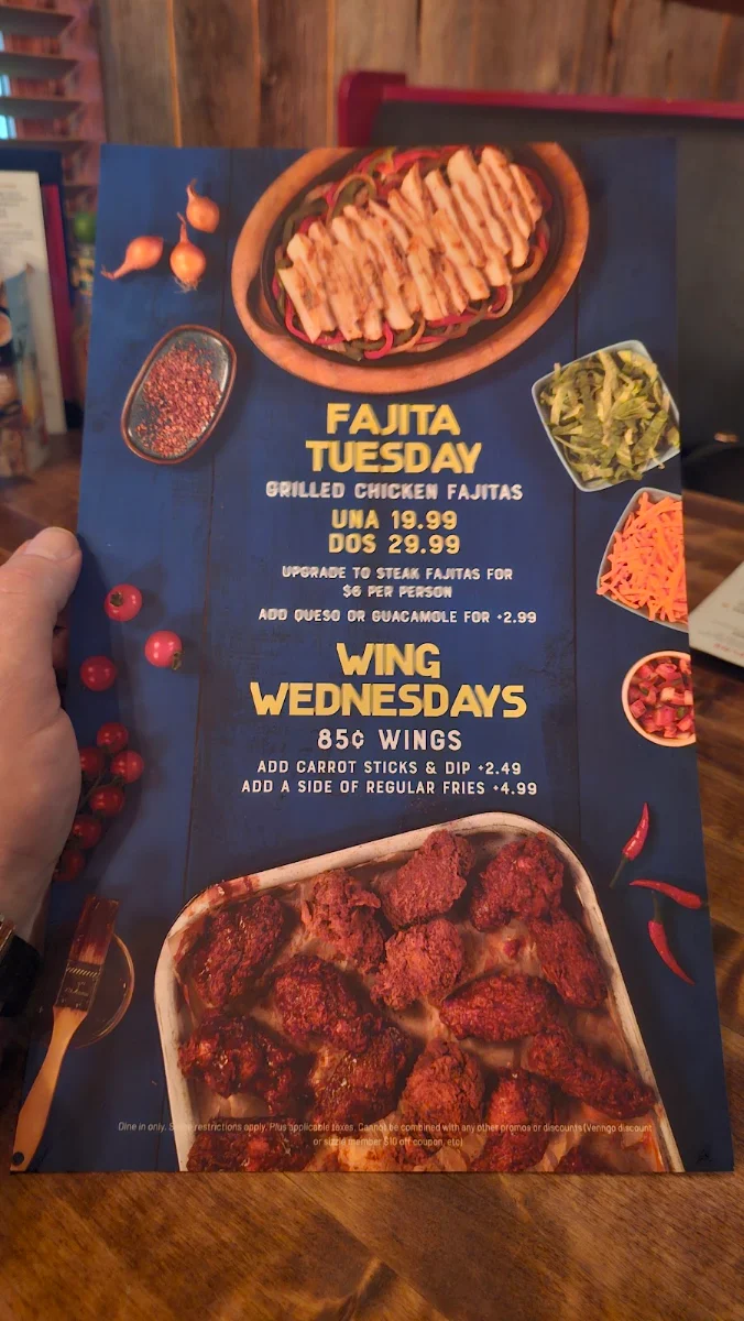Menu, Lone Star Texas Grill